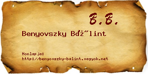 Benyovszky Bálint névjegykártya